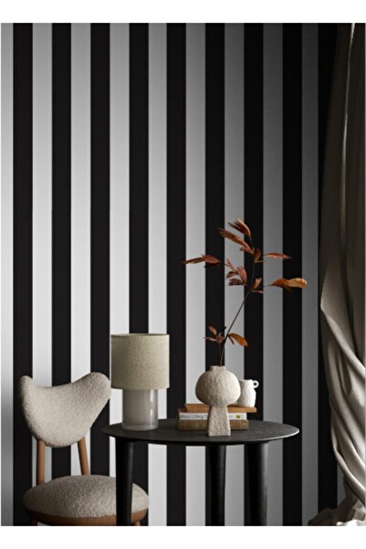 FNC CONCEPT Siyah Beyaz Çizgili Duvar Kağıdı F950