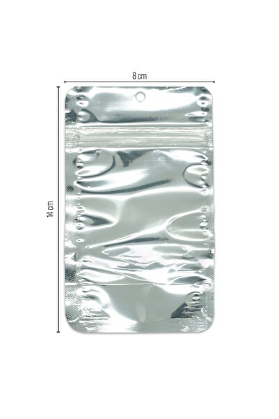 paketlemetezgahı 8.5*14.5*5 Şeffaf Metalize Kilitli Doypack 50 Adet