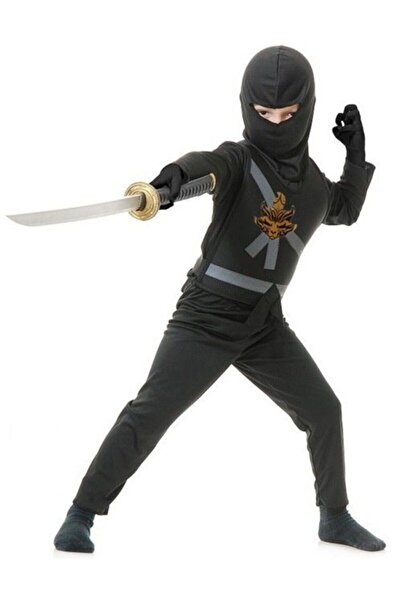 Bkmc Siyah Ninjago Kostümü + Kılıç Seti