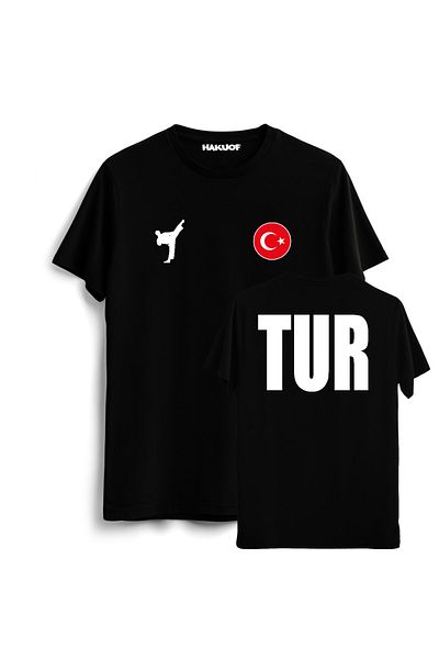 hakuof Unisex Μαύρο T-Shirt Taekwondo