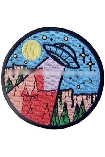 Sim Nakış Cırt Bantlı Ufo uzay nakış işleme arma patch 8×8 cm