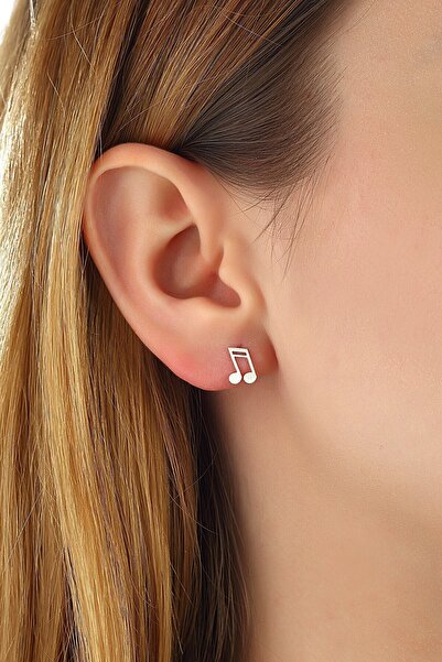 MySilvers Gümüş Minimal Nota Küpe