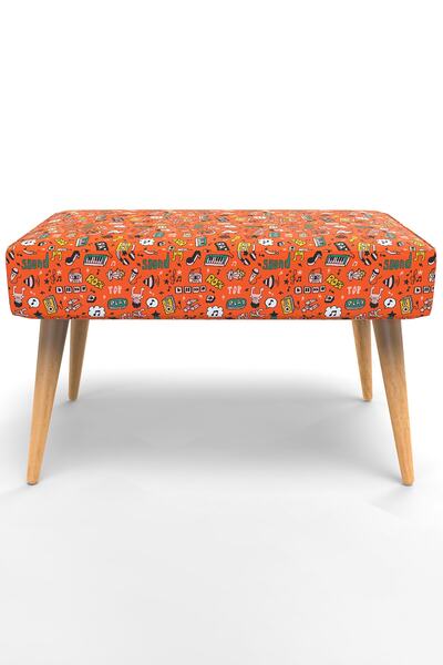 New Old Dikdörtgen Puf - Masif Iskelet Ve Ayaklar , Dokuma Kumaş - (desenler ...