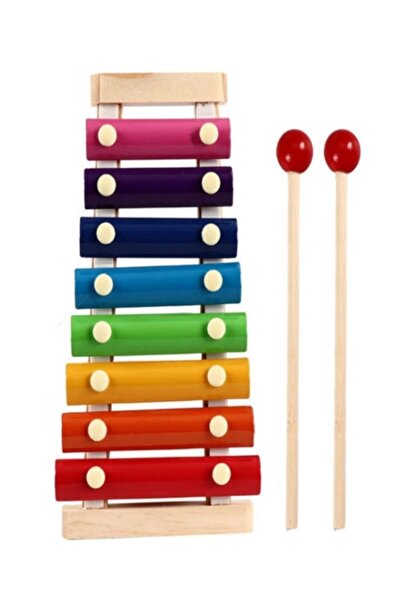 HAMAHA Wooden Toys Doğal Ahşap Eğitici Oyuncak 8 Nota 8 Ton 8 Tuşlu Ksilofon