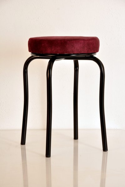 yılmaz masacılık 3 Pieces Purple Erasable Fabric Black Profile Stool Metal St...