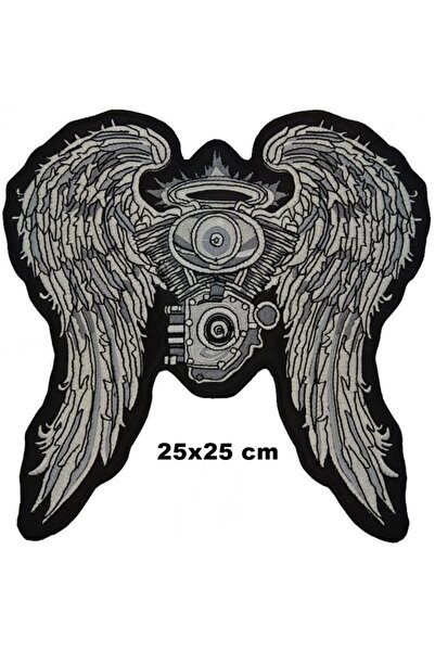 Sim Nakış Motorcu Motor Kanatları Nakış Işleme Arma Patch Peç 25×25 Cm