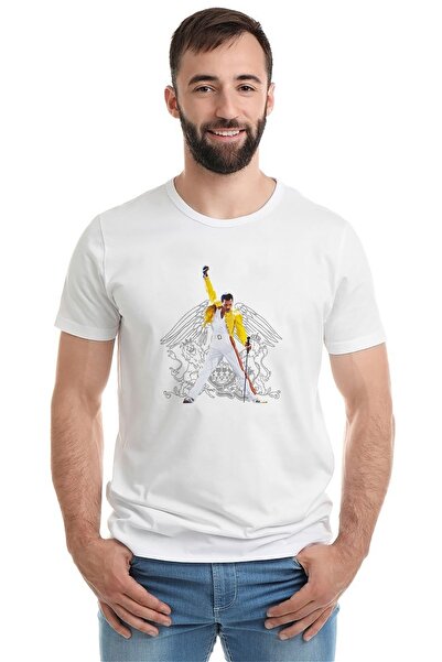 QIVI Queen Mercury з принтом Біла чоловіча трикотажна футболка T-shirt T-Shirt
