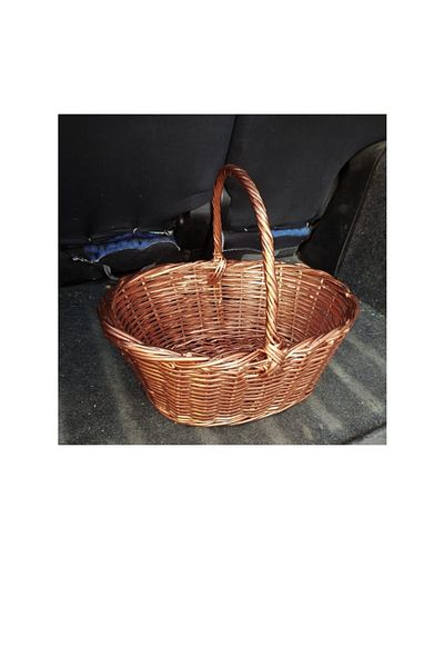 Bahat Handmade Copper Colored Milk Wicker Picnic Basket 15 Liters