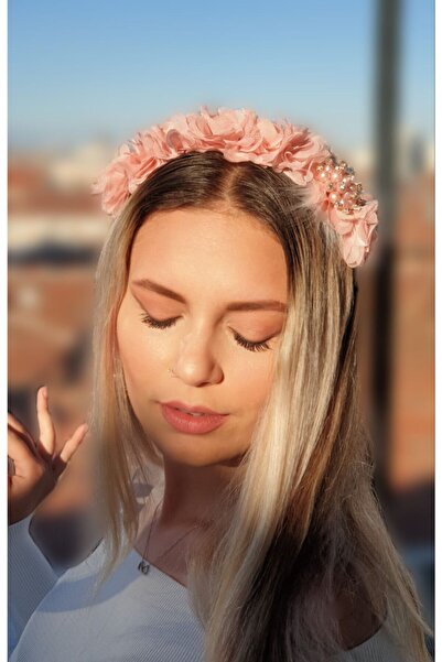 Melkady Aksesuar Melkady 232apu - Çiçekli Şık Broşlu Taç, Lohusa Tacı, Özel Gün Tacı