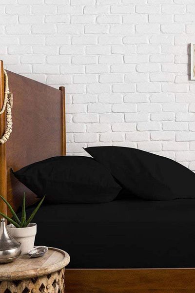 mer-tim ezberbozan ev tekstili Mer-tim Cotton Ranforce Double Jumbo Size Elastic Sheet Set Black 200x200