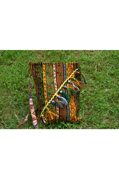 EVVEL TRABZON Kadın Renkli Yöresel Kuşak Omuz Çantası