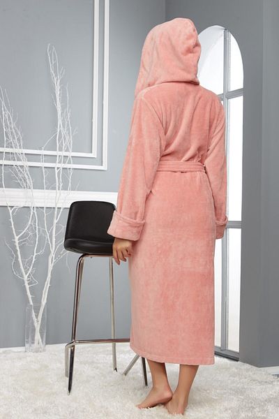 Nuşa Women's Powder Chest Crown Embroidered Bamboo Cotton Bathrobe