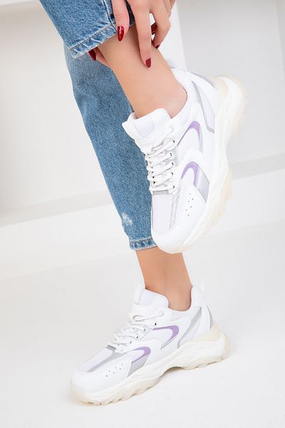 SOHO White-Silver-Lilac Women's Sneakers 18109