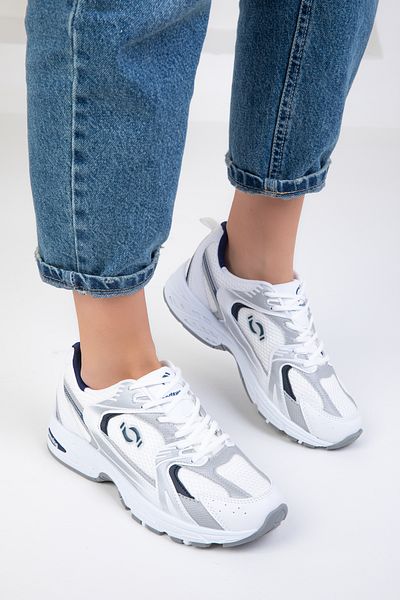 SOHO Weiß-Eis-Marineblau Damen Sneaker 18753