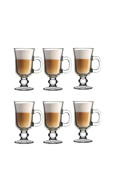 Paşabahçe 55141 Irish Coffee 6 Pieces of Latte with Handles, Hot Wine, Hot Chocolate Cup