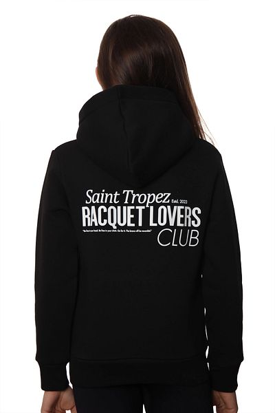 Coredra Детски суичър с качулка Racquet Lover за момичета - черен
