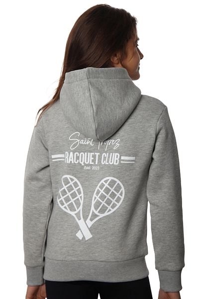 Coredra Детски суичър с качулка Racquet Club за момичета - сив