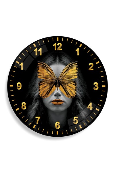 EMYA HOME Ceas din sticlă pentru fete Gold Butterfly - 40 cm