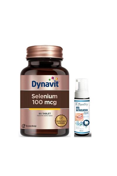 Dynavit Dynavit Selenium 100mcg - 90 قرصًا مكملًا غذائيًا، هدية رغوة تبييض الأسنان
