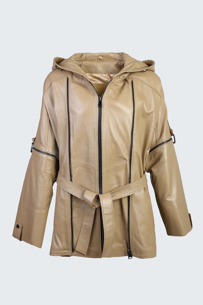 Valmenti Kadın Milky zig Hakiki Deri Deri Mont