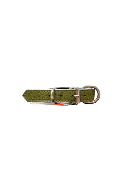 Glipet Green Colored Nubuck Leather Supported Soft Texture Collar 2.5x45 Cm