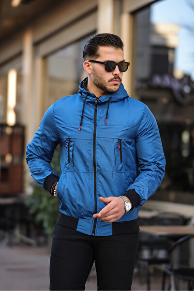 highlevel معطف موسمي بغطاء رأس ومقاوم للماء مع تفاصيل سحاب على الصدر