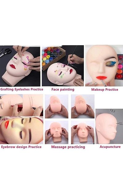 Bundeba Artificial Face Mannequin Makeup Practice And Silk Eyelash Makeup Training