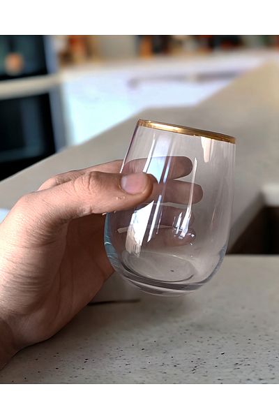 gkzglass home dekor Gaia Gold Processed Water Glass Set of 6 Water Soft Drink Glasses 360cc