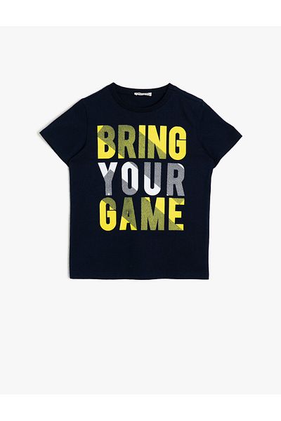 Koton Boy's Navy Blue Crew Neck T-Shirt