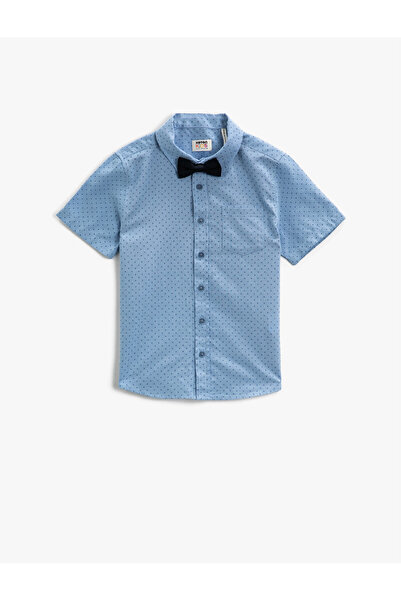 Koton Short Sleeve Shirt Patterned Bow Tie Cotton