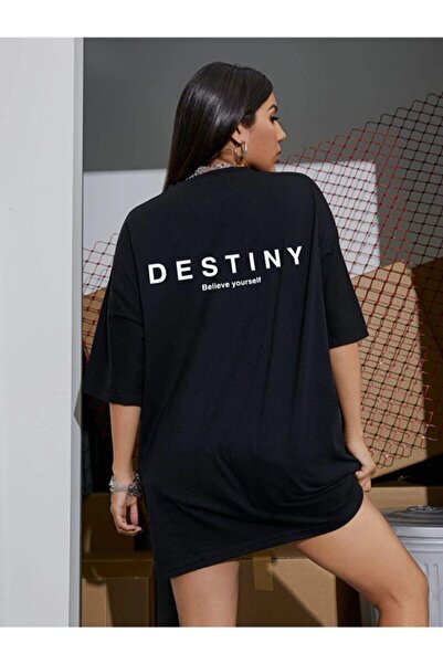 Adrift Ženska crna majica Destiny Štampano Oversize kroj
