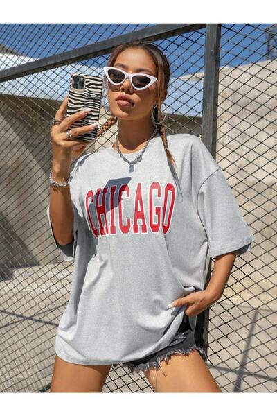 Adrift Ženska svetlo siva Chicago Štampano bez ramena Oversize kroj okrugla k...