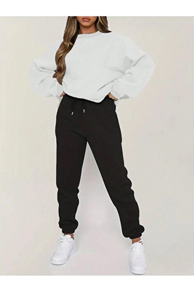 OVER HEAD Set de hanorac alb, uni, supradimensionat, cu 2 fire pentru bicicletă