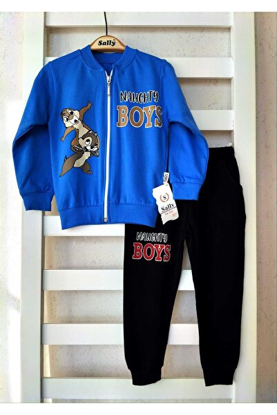 sally baby طقم بدلة رياضية موسمية مكونة من قطعتين، بسحاب، وطبعة سنجاب