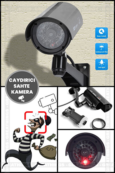 Greathings Gece Görüşlü Pilli Ve Ledli Caydırıcı Sahte Güvenlik Kamerası