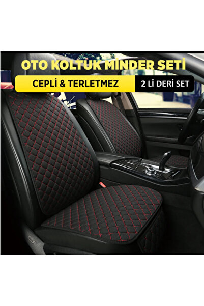 TEKNOCLUB Oto Araba Deri İkili Sırtlı Ön Koltuk Minderi, 2li Deri ön koltuk S...