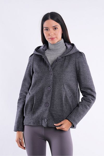 Yake Hooded Anthracite Color Coat with Inflatable Quilted Lining