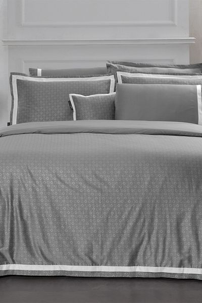 Sarev Sarov Gray Double 100% Cotton Satin 400 TC Duvet Cover Set