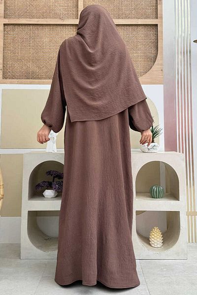 Bym Fashion 3857 Модел Кафява молитвена рокля с шал