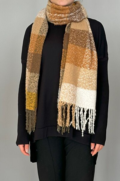 REMSA Püsküllü Buklet Atkı Şal 42X205 cm 1292 Sarı