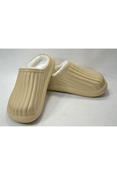 byzek Women's Plush Inside Closed Front Cream Colored Eva Slippers