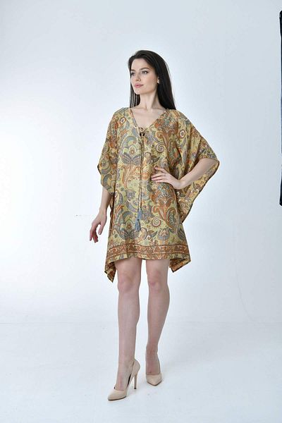 Gezgin tekstil ve aksesuar Dress Silk (ETHNIC PATTERNED SILK DRESS)