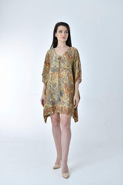 Gezgin tekstil ve aksesuar Dress Silk (ETHNIC PATTERNED SILK DRESS)
