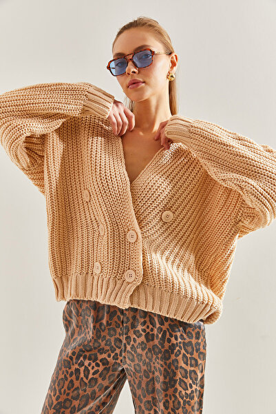 Bianco Lucci Women's Braided Six-Button Knitwear Cardigan