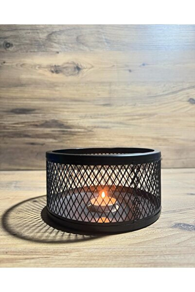 OSC HOME AYDINLATMA TASARIM SİYAH METAL MUMLUK 1 ADET MUM HEDİYELİ