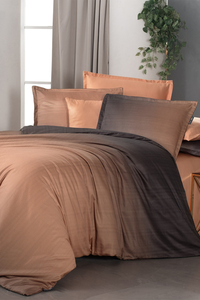 Sarev Solido Taba King Size (Battal Boy) %100 Pamuk Saten Nevresim Takımı