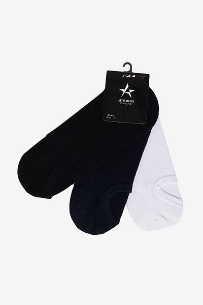ALTINYILDIZ CLASSICS Men's Black-Navy Blue-White 3-Piece Ballerina Socks