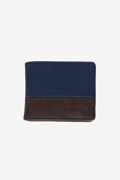 AC&Co / Altınyıldız Classics Marineblau-braune Herrenbrieftasche mit Geschenkbox und Kartenfach