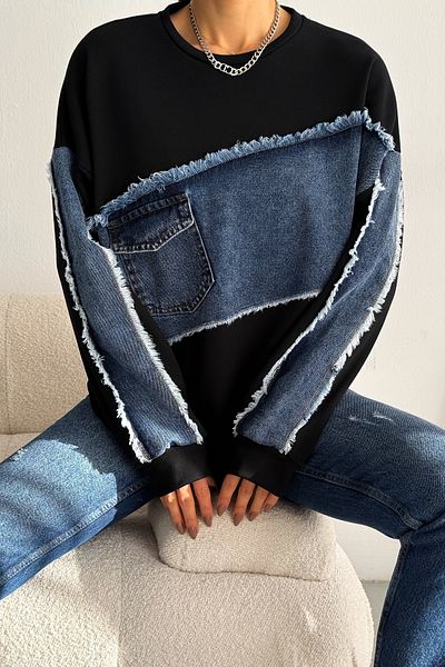 FEMELLE Hanorac de damă oversize din denim