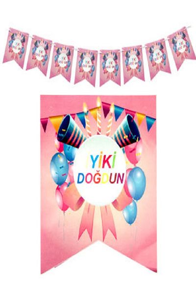 Kazanabil GOOD BORN WRITTEN FLAM FLAG ROW WALL DECORATION PINK